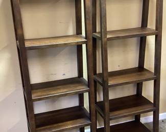 PAIR OF RAYMOUR & FLANIGAN WYATT LADDER STYLE BOOKCASES, DISPLAYS NO SHIPPING PICKUP ONLY