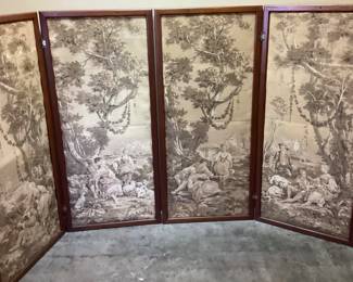 (2) ANTIQUE VICTORIAN FRENCH TAPESTRY 2 PANEL SCREEN ROOM DIVIDER NO SHIPPING