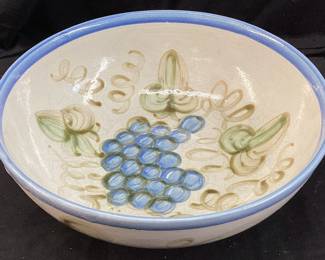 VTG. JOHN TAYLOR BLUE GRAPE PATTERN SALAD BOWL, HAND PAINTED, 11in W