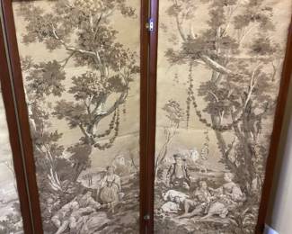 (2) ANTIQUE VICTORIAN FRENCH TAPESTRY 2 PANEL SCREEN ROOM DIVIDER NO SHIPPING