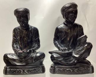 PAIR OF 1930-40s ALEXANDER BACKER ORIENTAL FIGURINES, SIGNED, 9inH