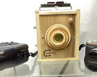(3) LUMIX GX7 35mm FILM CAMERA, CANON PHOTURA 1 135 & 2019 REPRO CAMERA
