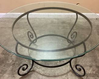 GLASSTOP WROUGHT IRON COFFEE TABLE No shipping Pickup only