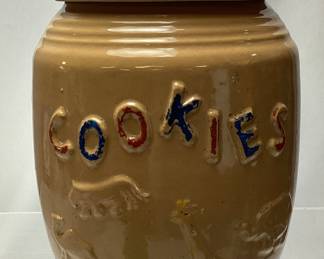 VTG. ANIMAL MOTIF COOKIE JAR, 9in H
