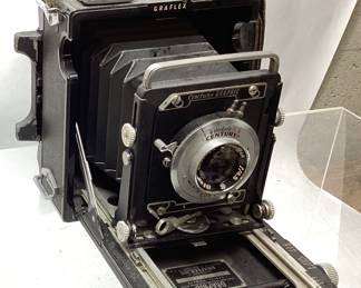 GRAFLEX CENTURY GRAPHIC CAMERA w TRIOPTAR 103mm LENS, IN GOOD CONDITION