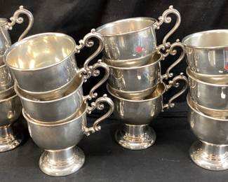 (12) HALLMARKED SILVER ON COPPER CUPS