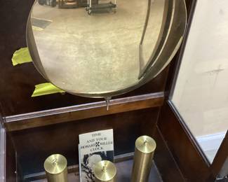 1983 HOWARD MILLER GRANDFATHER CLOCK, VGC WITH WEIGHTS AND PENDULUM NO SHIPPING PICKUP ONLY