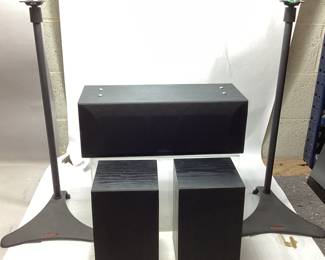 POLK AUDIO SPEAKER SET L,R, & CENTER, 2 STANDS