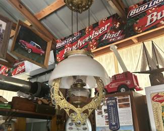 Vintage brass pulley lamp