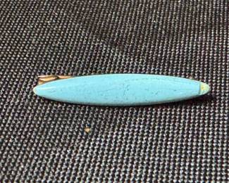 14K Gold Turquoise Pin