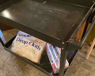 Rolling Metal Parts Cart Canvas Drop Cloths Painters Plastic