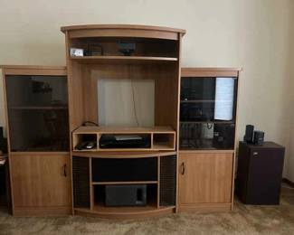 Entertainment Center Including AVID Speakers Sony Equipment And Pioneer Stereo System