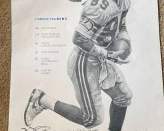 Signed 1995 Brian Blades Career Statistics Poster
