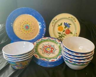 Colorful Pfaltzgraff Plastic Plates Bowls With Ceramic Garden Blossom Plates
