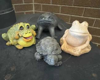 Earthly Creations Weather Proof Ornamental Frog And Turtle Sculptures