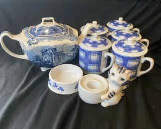 Johnson Brothers Teapot Mugs With Lids Decorative Cat Candle Holder