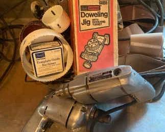 Vintage Craftsman Tools Including Drills Sander Doweling Jig
