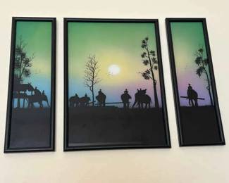 Three Panel Elephant Trek Hanging Painting