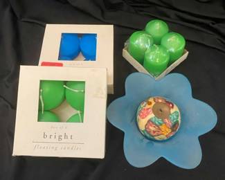 Bright Floating Candles Votives With Flower Dish  Candle