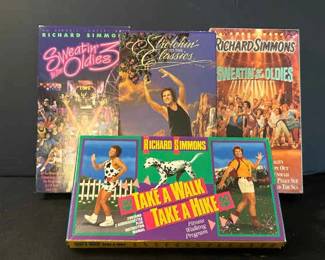Richard Simmons Exercise VHS Tapes And Cassette Tape Featuring Stretchin To The Classics