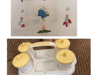 Vintage Hand Painted Mobile And Childs Toiletries Cups