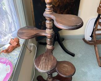 Four tier solid wood plant stand