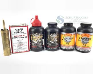 Hodgdon Pyrodex RS Muzzleloading Propellant. Black Rifle Powder with Flask