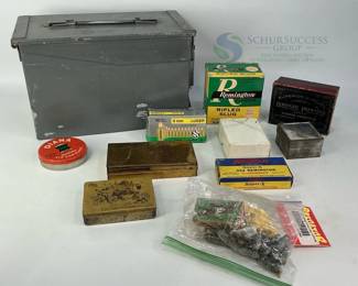 Winchester, Remington, Western Ammunition with Metal Ammo Can