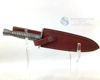 Damascus Steel Dagger with Leather Sheath