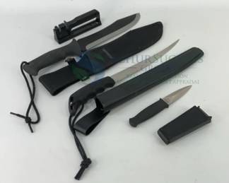 Schrade, Kershaw, Gerber Knives Set with Sharpener