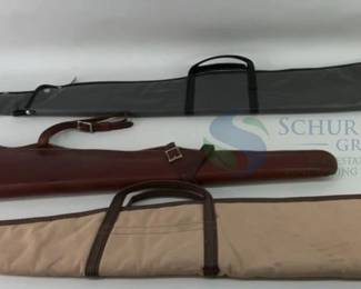 Set of 3 Gun Cases - Leather & Canvas, Various Colors
