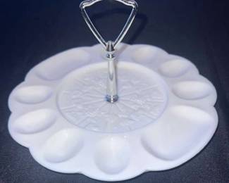 Westmoreland Glass Grape Deviled Egg Server with Handle