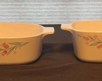 2 Corningware Baking Dishes Rosemarie pink tulips