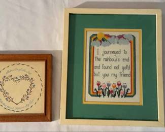 Vintage Rainbow Cloud Tulip Frame Needlepoint Crosstitch