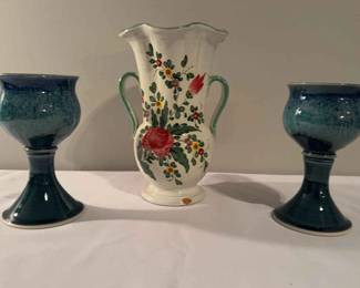 Vintage Handmade Floral Vase Italy