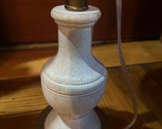 #78 - $50 - 2 - Old thyme pottery table lamps with white wood base32t