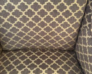 #48 - $150 - Pier one imports wing back chair brown and tan 27wx28dx47t