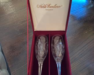 #47 - $48 - 2 - Noble Excellence crystal champagne glasses in case
