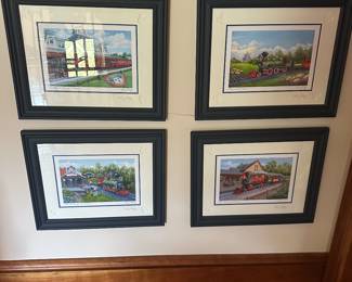 #7 - $400 - Set of 4 - Larry Dotson Disney signed framed art 16wx14t Disney D23 gold gift 2020
