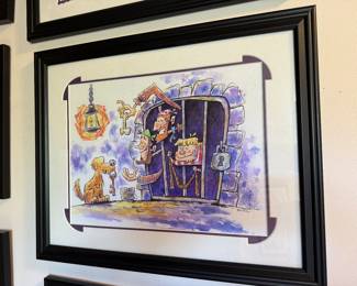 #142- $98 - David Buckley Disney print "Pirates and their pooch" framed