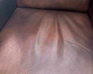 #58 - $240 - Brown  leather wing back chair 30wx30dx52t