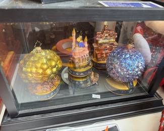 #131 - $200 - Collection of 4 Disney 50th Anniversary Christopher Radko Ornaments Animal Kingdom Tree of Life, Epcot Ball, Hollywood Tower of Terror and a beautiful Magic Kingdom Castle