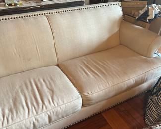 #94 - $300 - Linen couch cream color 86wx35dx34t
