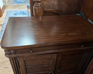 #112 - $450 - Ashley furniture queen bed without mattress 2 night stands 30wx17dx30t 5 drawer dresser 58t
