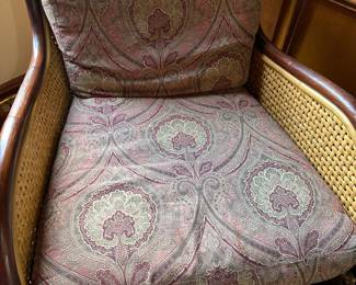 #87 - $300 - Vintage rattan palecek chair and ottoman 26wx33dx33t