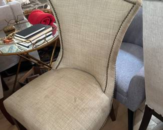 #111 - $60 - Brown linen chair 22wx26dx37t
