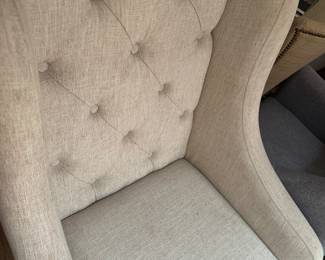 #110 - $90 - Tufted back cream color linen chair 23wx31dx42t
