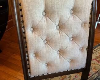 #41 - $1,050 - Dinning table with 6 linen chairs 46wx84d without leaf - leaf 20dx30t
