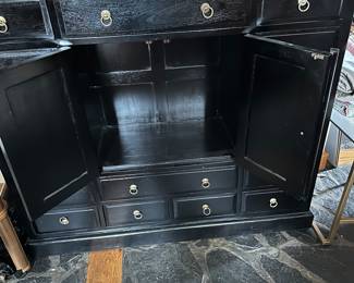 #37 - $360 - Chic Teak tall chest of drawers 18 drawers with brass pulls - 52wx16dx52t
