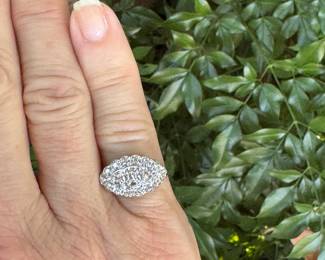 #J5 - $375 -14kt white gold pinkie ring, size 4 1/2, 2.8 grams.
